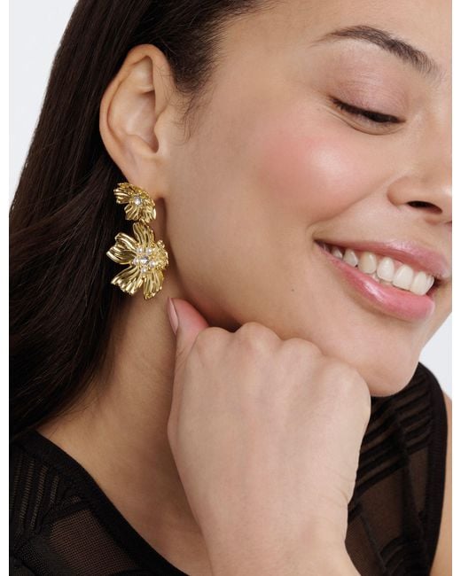 Ted Baker Black Flower Statement Drop Earrings