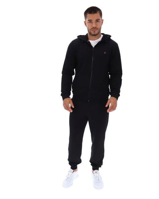 Ted Baker Black Danny Zip-Up Piquet Tracksuit Hoodie for men