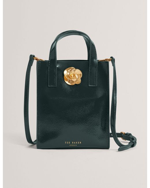 Ted Baker Blue Roseem Hardware Rose Patent Mini Tote Bag