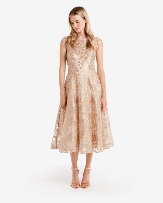Ted Baker Lace Ballerina Midi Dress in Pale Yellow (Yellow) | Lyst UK