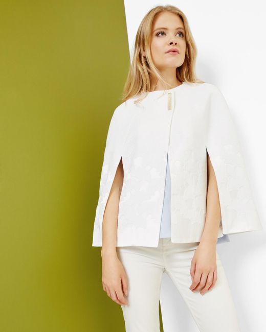 Ted Baker White Jacquard Cropped Cape