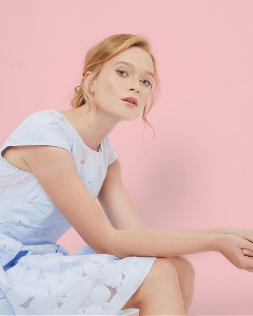 Ted Baker Blue Lace Pleated Dress