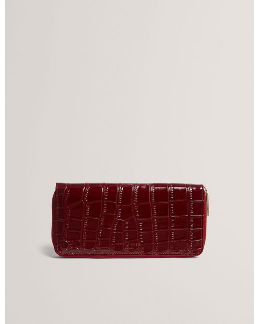 Ted Baker Red Aleya Patent Croc Slim Travel Jewellery Case