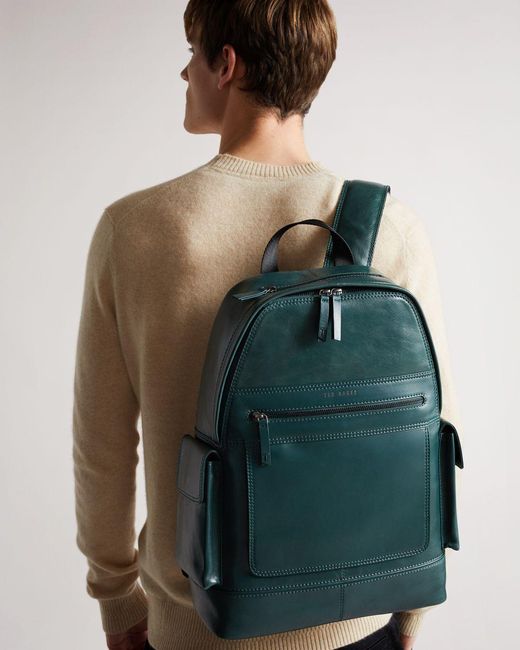 Ted Baker Leather Backpack in Dark Green (Green) for Men - Lyst