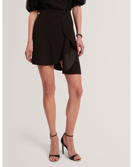 Ted Baker Black Marja Draped Tulip Asymmetric Mini Skirt