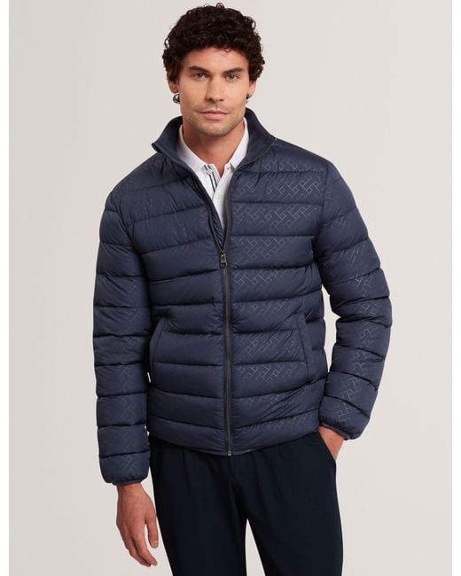 Ted Baker Blue Sirgiio Lightweight Quilted Jacquard Jacket for men