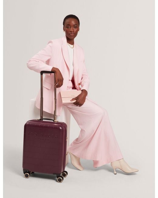 Ted Baker Pink Icon-Plmc Croc Texture 4-Wheel Hard Suitcase