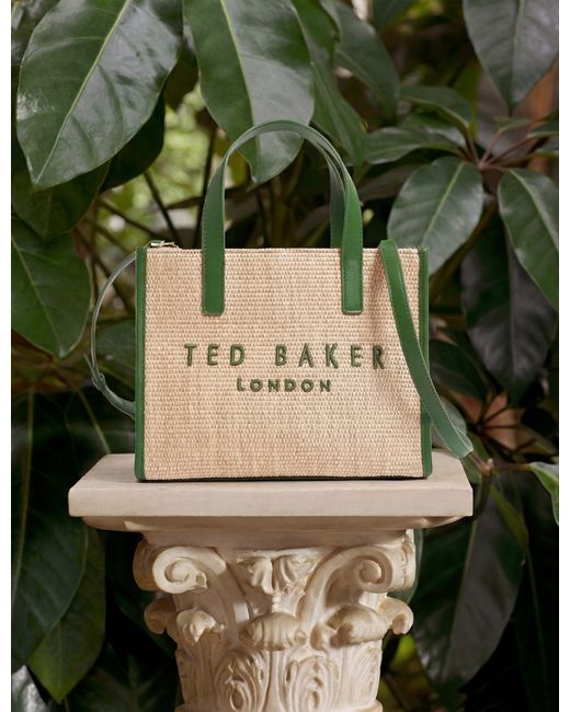 Ted Baker Natural Paolina Raffia Pu Trim Small Icon Tote Bag