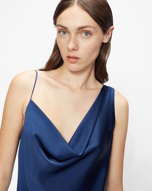 Ted Baker Asymmetric Cowl Neck Slip Dress in Blue Lyst Canada