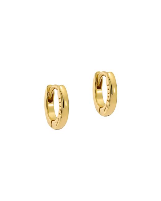 Ted Baker Metallic Tone, Plain Metal Crisete Logo Hoop Earrings