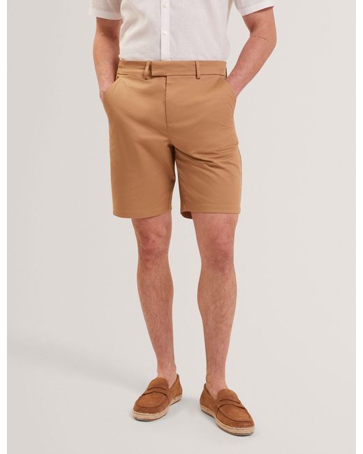 Ted Baker Natural Loweton Slim Leg Stretch Cotton Chino Shorts for men