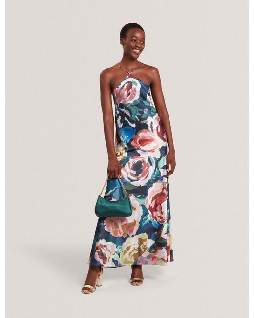 Ted Baker White Amarri Rose Print Halterneck Maxi Dress