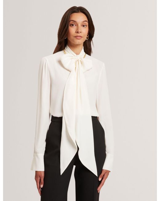 Ted Baker Natural Ressia Pussybow Woven Long Sleeve Blouse