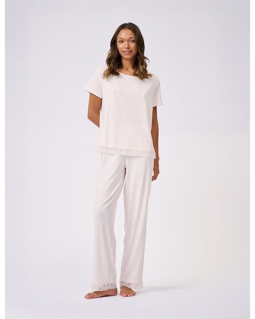 Ted Baker Pink Betty Lace Trim Jersey Wide Leg Pyjama Set