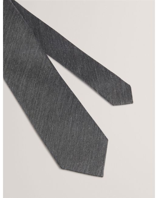 Ted Baker Gray Amedeo Heathered Weave Wool Silk Tie for men