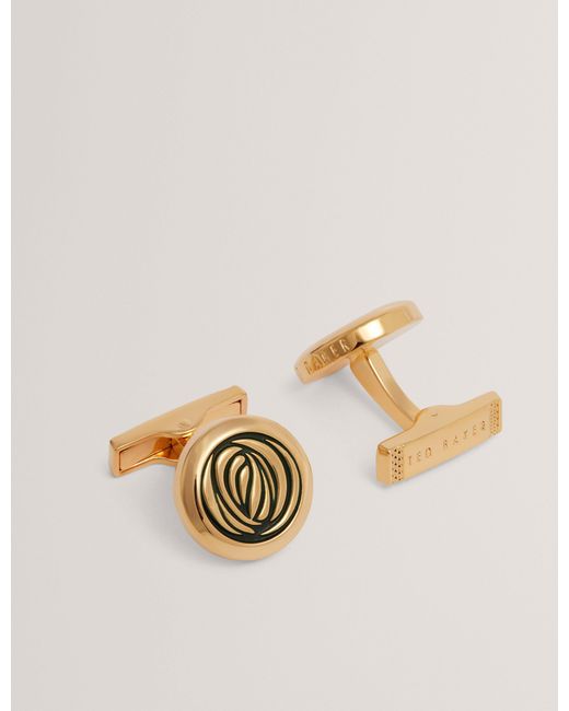 Ted Baker Natural Spiiral Spiral Round Cufflinks for men