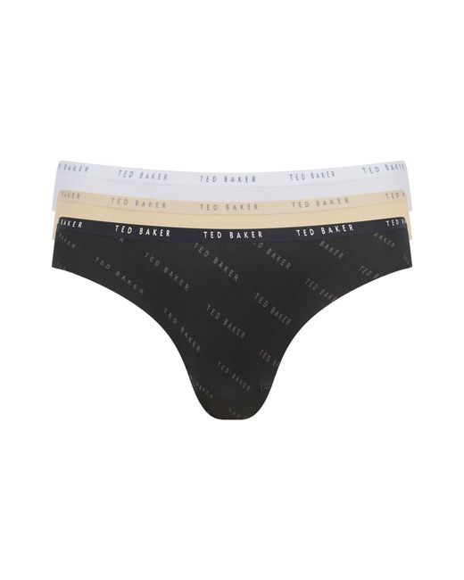 Ted Baker Black Mila 3-Pack Branded No-Show Bikini Briefs