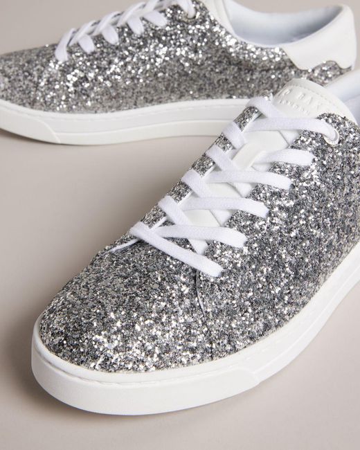 Ted Baker Glitter Cupsole Trainers in Natural | Lyst