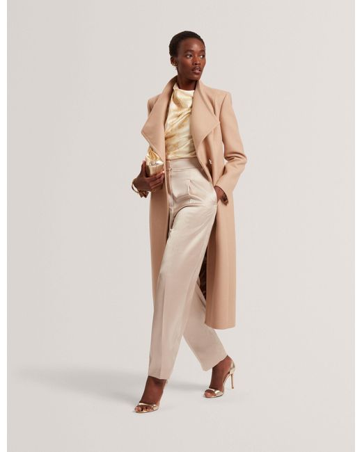 Ted Baker Natural Mindee Wool Rich Hourglass Longline Wrap Coat