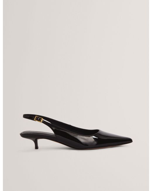 Ted Baker Natural Kitiy Patent Leather Slingback Kitten Heel Shoes