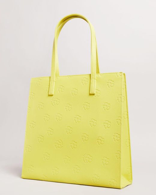 Ted Baker Large Debossed Floral Icon Bag in Yellow | Lyst