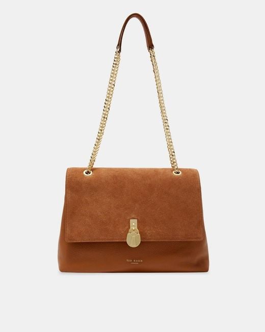 Ted Baker Brown Hermiaa Suede And Leather Shoulder Bag