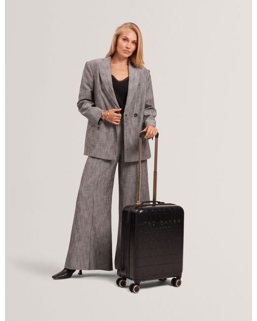 Ted Baker Black Icon-Blkc Croc Texture 4-Wheel Hard Suitcase