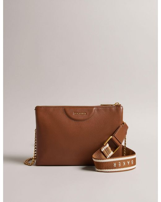 Ted Baker Brown Leather Crossbody Bag Small Chain Bag Designer Handbag