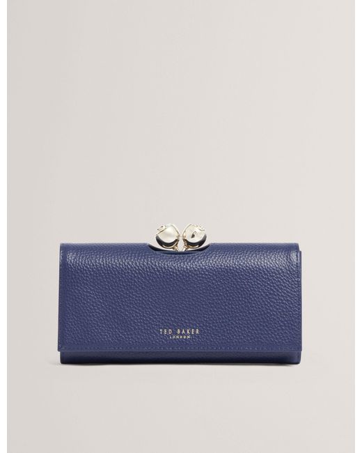 Ted Baker Blue Roosali Bobble Clasp Leather Bifold Purse