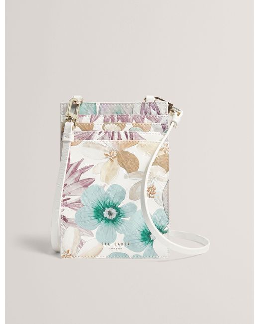 Ted Baker Blue Hallisa Pastel Floral Phone & Card Holder Lanyard