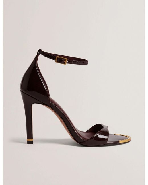 Ted Baker Natural Helliy Patent Leather Stiletto Heel Sandals