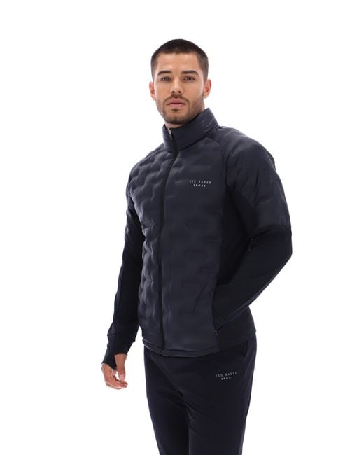Ted Baker Blue Nathan Padded Hybrid Zip-Up Running Jacket for men