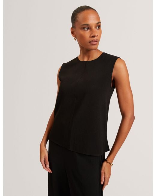 Ted Baker Black Marmia Stitch Detail Woven Tank Top