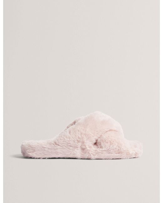Ted Baker Pink Lopply Faux Fur Open Toe Slippers