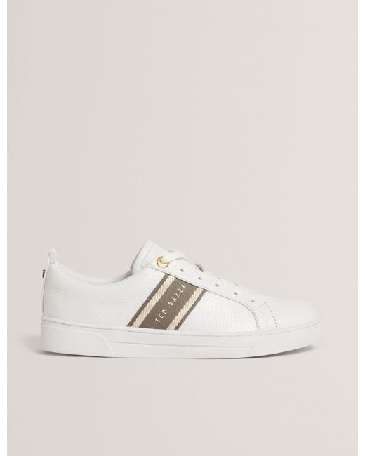 Ted Baker Natural Logo Webbing Leather Trainers