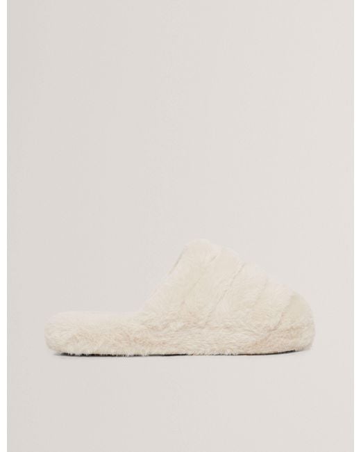 Ted Baker Natural Lopsey Plush Faux Fur Mule Slippers