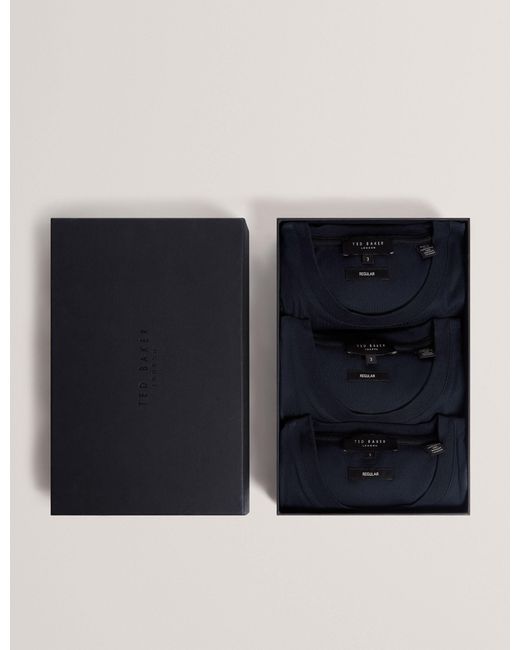 Ted Baker Black Brolin 3-Pack Cotton T-Shirt Gift Set for men