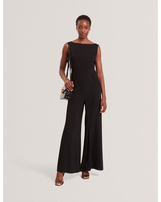 Ted Baker White Liivia Corset Detail Sleeveless Wide Leg Jumpsuit