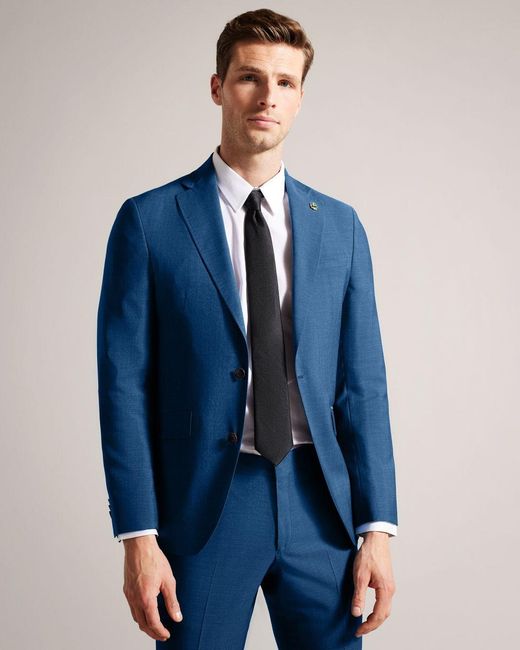 Ted Baker Navy Sharkskin Suit Jacket in Blue for Men | Lyst UK