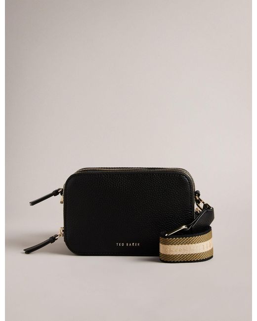 Ted Baker Black Stunna Mini Leather Crossbody Camera Bag For Small Shoulder Bag Casual Everyday Bag