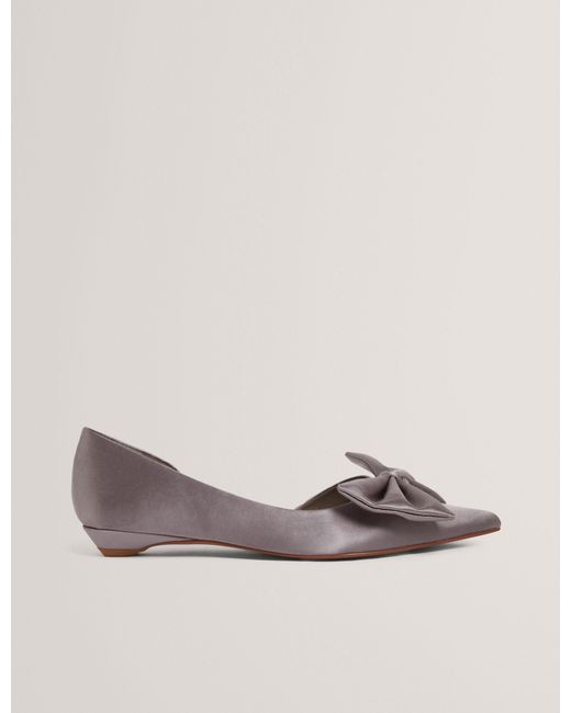 Ted Baker Metallic Soufiya Bow Detail Satin Pointed Kitten Heels