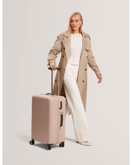 Ted Baker Natural Icon-Ptym Croc Texture 4-Wheel Hard Shell Suitcase