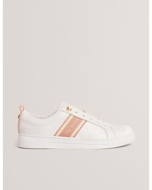 Ted Baker Natural Logo Webbing Leather Trainers