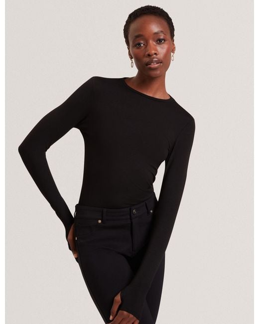 Ted Baker Black Arania Soft Jersey Fitted Long Sleeve Top