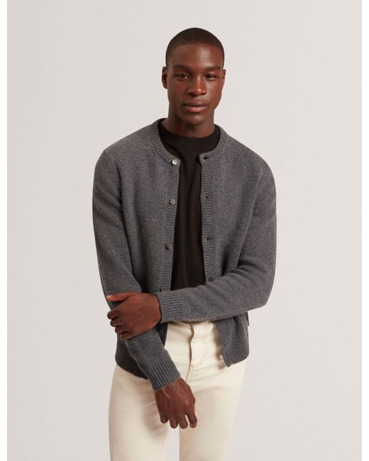 Ted Baker Multicolor Helion Wool Knit Crew Neck Cardigan for men
