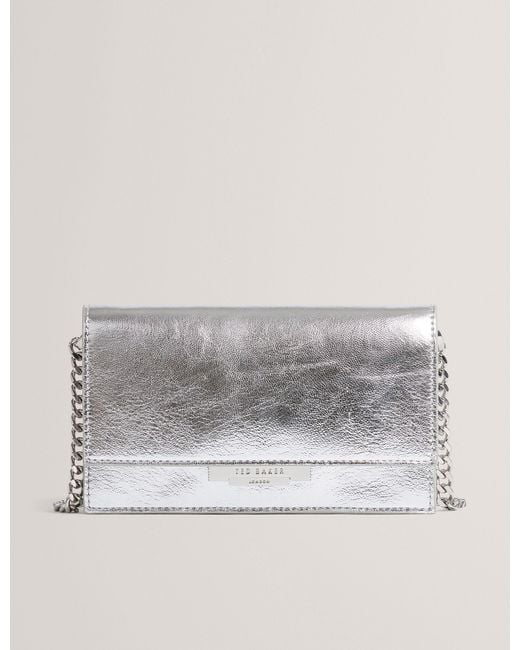 Ted Baker Gray Mahiria Lock Detail Purse With Chain Strap
