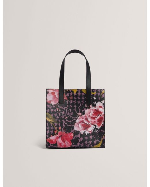 Ted Baker Pink Tuliia Floral Check Pu Small Icon Tote Bag