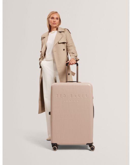 Ted Baker Natural Icon-Ptyl Croc Texture 4-Wheel Hard Shell Suitcase