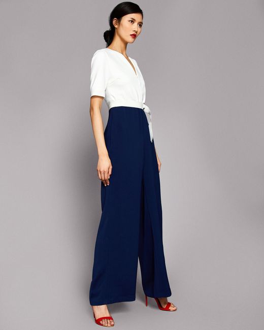 Ted Baker Zip Front Wide Leg Jumpsuit in Blue | Lyst Canada