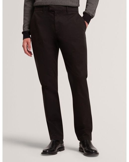 Ted Baker Black Howeton Slim Fit Stretch Cotton Chinos for men